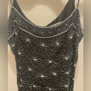 Black silk beaded gown petite size 2